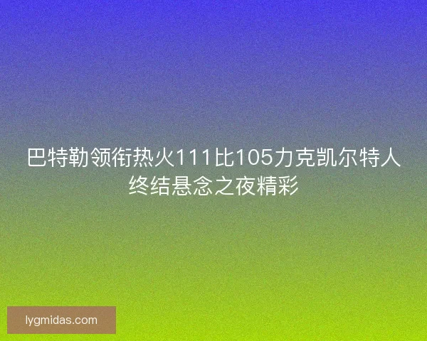 巴特勒领衔热火111比105力克凯尔特人终结悬念之夜精彩